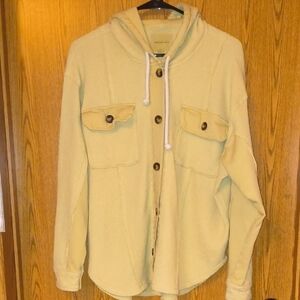 American Eagle Outfitters Dark Yellow Hooded Shirt Jacket